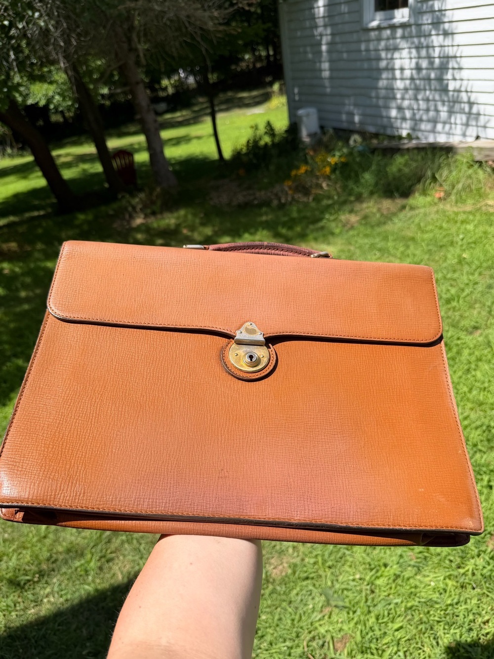 Vintage Burberry Leather Briefcase Attache Case Brown Locking Portfolio
